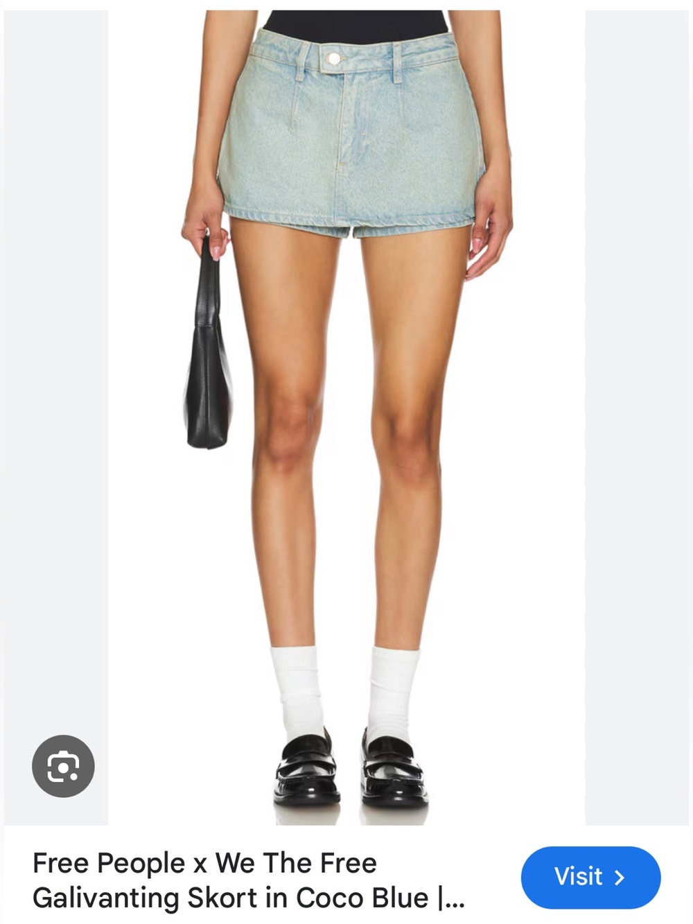 Free People Galivanting Skort in Coco Blue Denim Skort